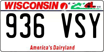 WI license plate 936VSY