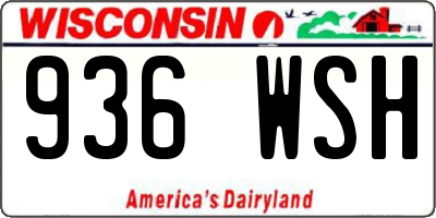 WI license plate 936WSH