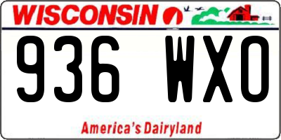 WI license plate 936WXO