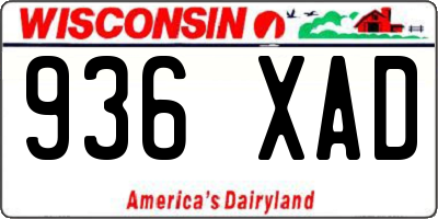 WI license plate 936XAD