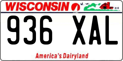 WI license plate 936XAL