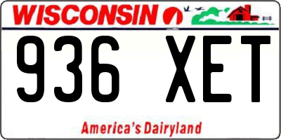 WI license plate 936XET