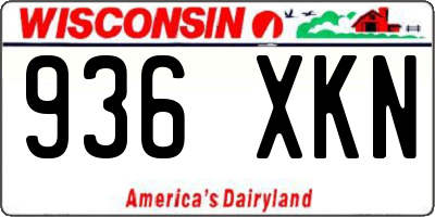WI license plate 936XKN