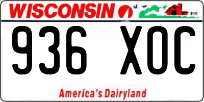WI license plate 936XOC