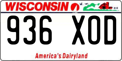 WI license plate 936XOD