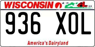 WI license plate 936XOL