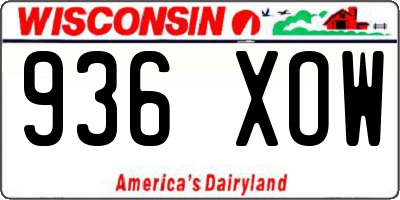 WI license plate 936XOW