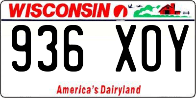 WI license plate 936XOY