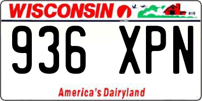 WI license plate 936XPN