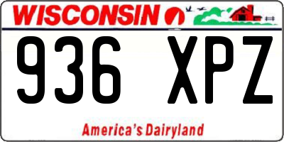 WI license plate 936XPZ