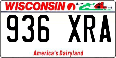 WI license plate 936XRA