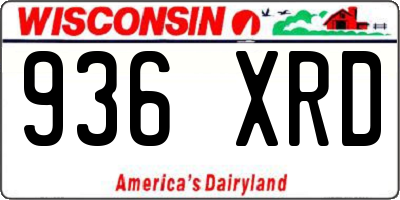 WI license plate 936XRD