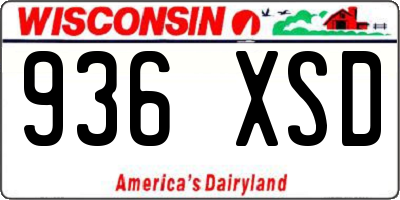 WI license plate 936XSD