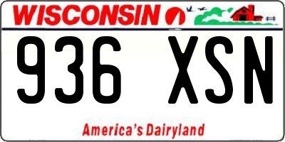 WI license plate 936XSN