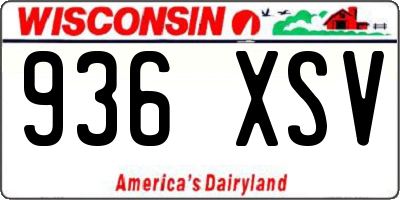 WI license plate 936XSV