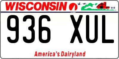 WI license plate 936XUL