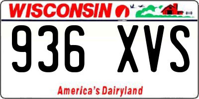 WI license plate 936XVS
