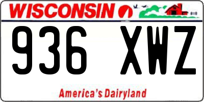 WI license plate 936XWZ