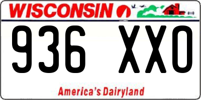 WI license plate 936XXO