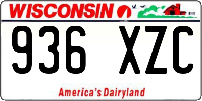 WI license plate 936XZC