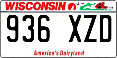 WI license plate 936XZD