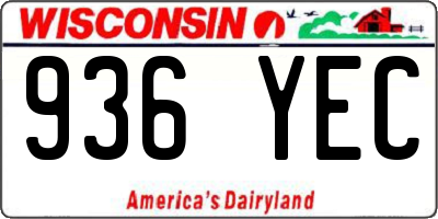 WI license plate 936YEC