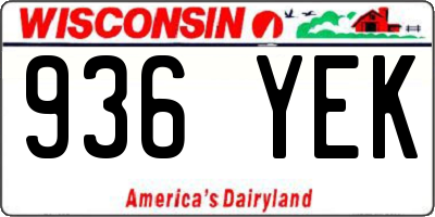 WI license plate 936YEK