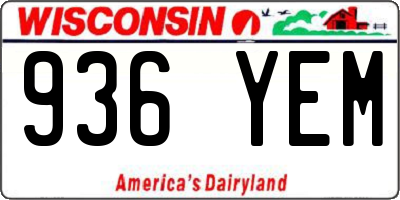 WI license plate 936YEM