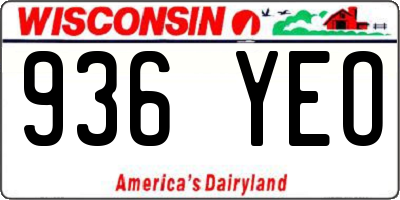 WI license plate 936YEO