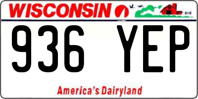 WI license plate 936YEP