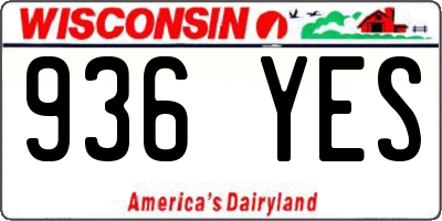WI license plate 936YES