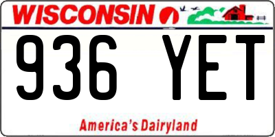 WI license plate 936YET