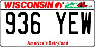 WI license plate 936YEW