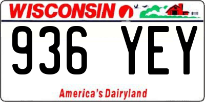 WI license plate 936YEY