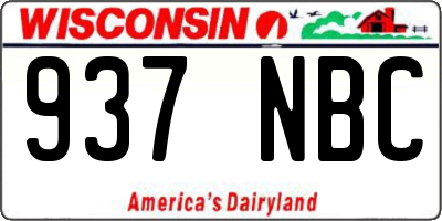 WI license plate 937NBC