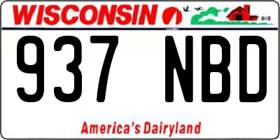 WI license plate 937NBD