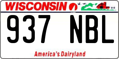 WI license plate 937NBL