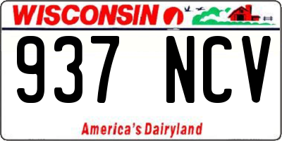 WI license plate 937NCV