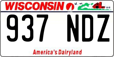 WI license plate 937NDZ