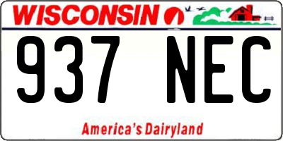 WI license plate 937NEC