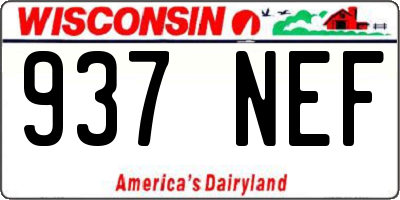 WI license plate 937NEF