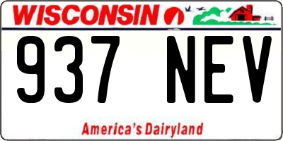WI license plate 937NEV