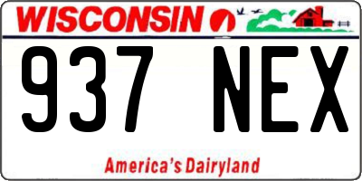WI license plate 937NEX