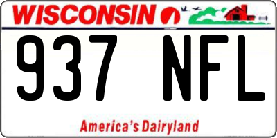 WI license plate 937NFL