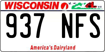 WI license plate 937NFS