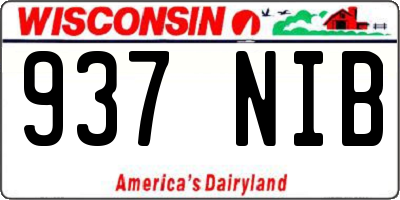 WI license plate 937NIB