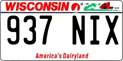 WI license plate 937NIX