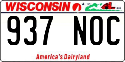 WI license plate 937NOC