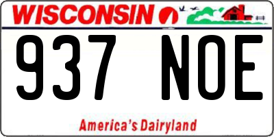 WI license plate 937NOE