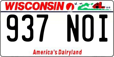 WI license plate 937NOI
